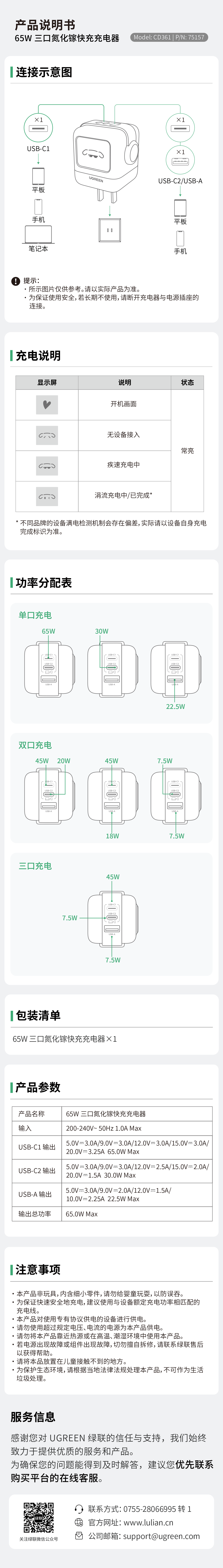 65W三口氮化镓快充充电器，，，，，，配备显示屏，，，，，，支持双口/三口智能功率分派